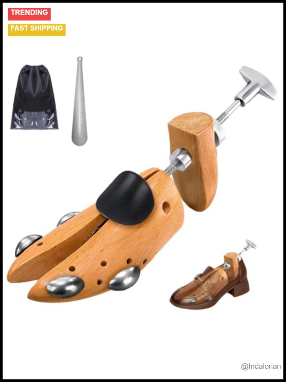 4-Way Wooden Shoe Stretcher Expands Length & Width for Men & Women